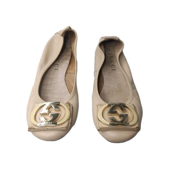 Gucci Interlocking G Logo Leather Ballet Flats Women's Shoes Sz EU 37/ 7M AS IS - Picture 3 of 16